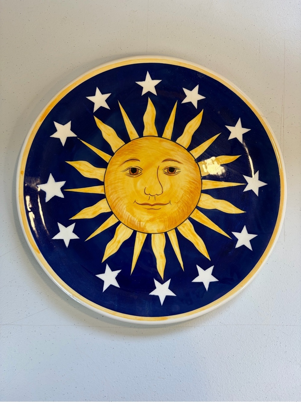 Vintage Celestial Sun Moon Stars Wall Art Plate Pottery Boho Decor 90s 1990s - Picture 1 of 5
